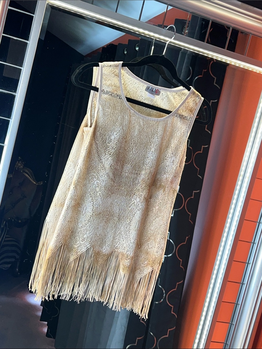 Studio F USA Archival Champagne Lace & Tassel Statement Tank 🥂